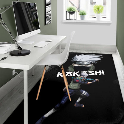 Naruto Anime Kakashi Hatake Sharingan Copy Ninja Black Area Rug Home Decor