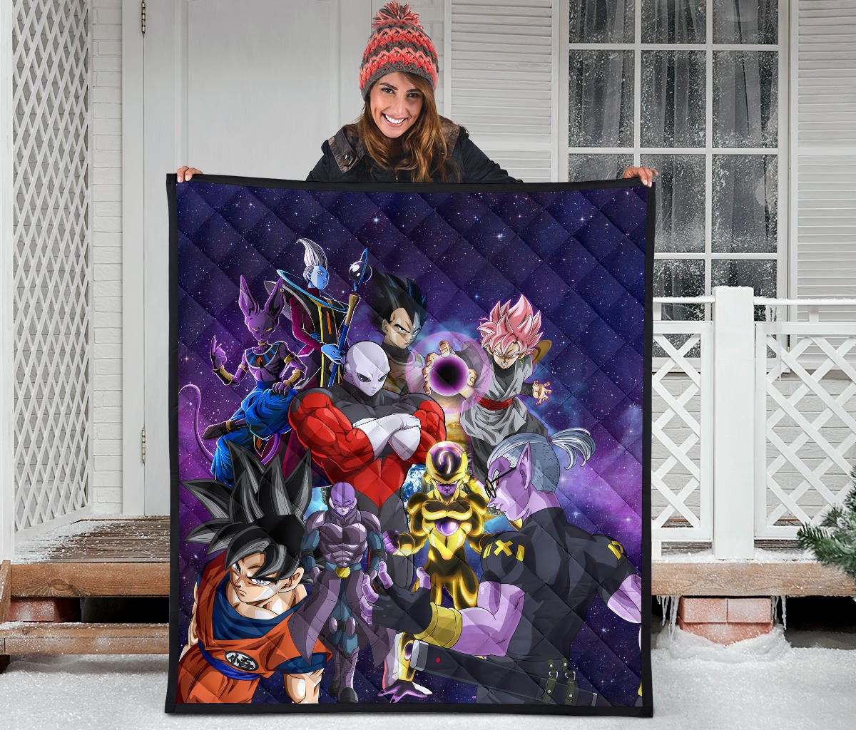 Dragon Ball Anime DB Goku Vs Villains Purple Galaxy Premium Quilt Blanke