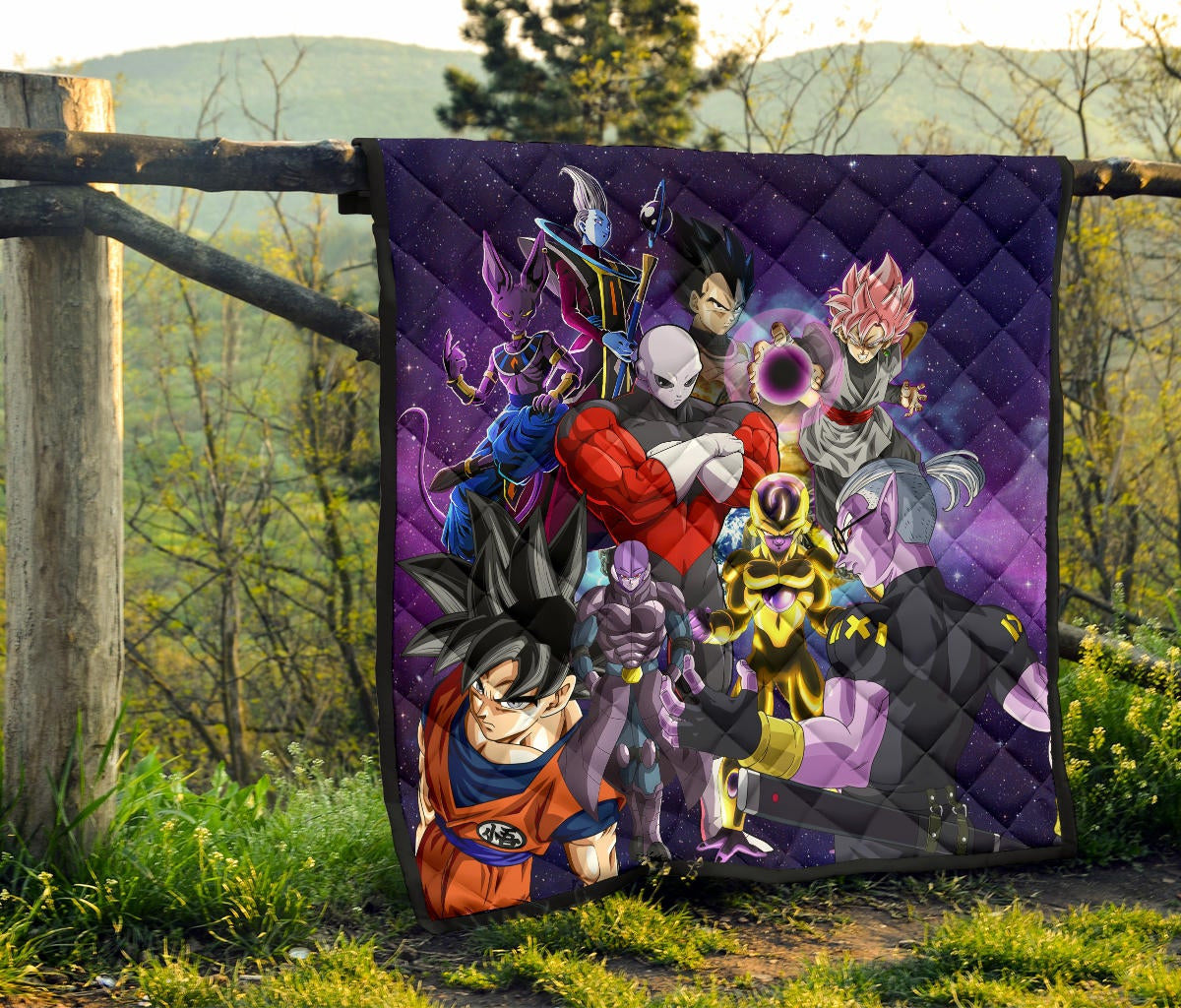 Dragon Ball Anime DB Goku Vs Villains Purple Galaxy Premium Quilt Blanke
