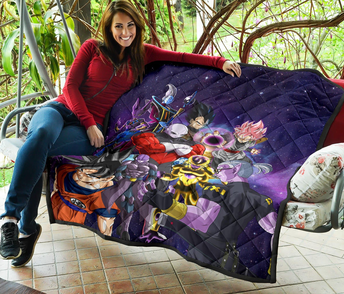 Dragon Ball Anime DB Goku Vs Villains Purple Galaxy Premium Quilt Blanke