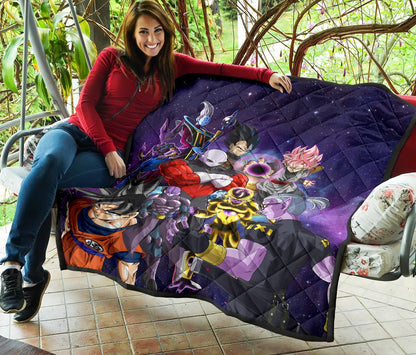 Dragon Ball Anime DB Goku Vs Villains Purple Galaxy Premium Quilt Blanke