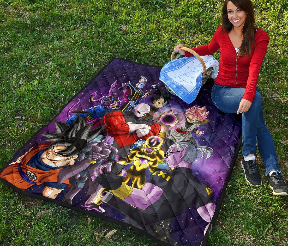 Dragon Ball Anime DB Goku Vs Villains Purple Galaxy Premium Quilt Blanke