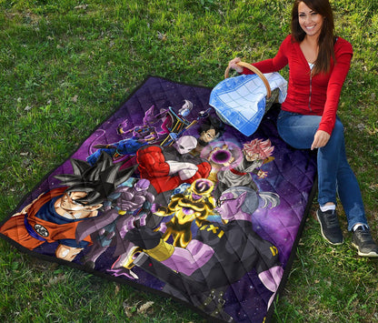 Dragon Ball Anime DB Goku Vs Villains Purple Galaxy Premium Quilt Blanke