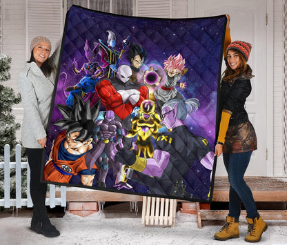 Dragon Ball Anime DB Goku Vs Villains Purple Galaxy Premium Quilt Blanke