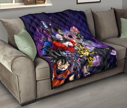 Dragon Ball Anime DB Goku Vs Villains Purple Galaxy Premium Quilt Blanke