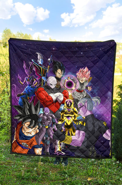 Dragon Ball Anime DB Goku Vs Villains Purple Galaxy Premium Quilt Blanke