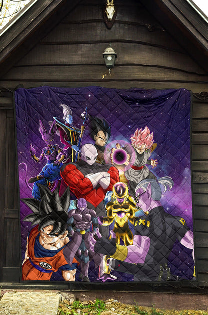 Dragon Ball Anime DB Goku Vs Villains Purple Galaxy Premium Quilt Blanke