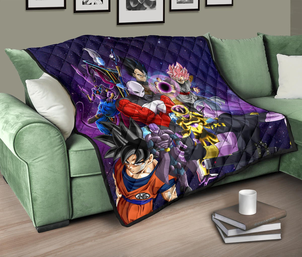 Dragon Ball Anime DB Goku Vs Villains Purple Galaxy Premium Quilt Blanke