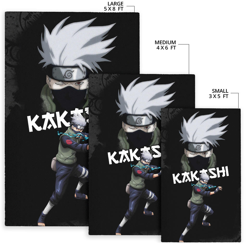 Naruto Anime Kakashi Hatake Sharingan Copy Ninja Black Area Rug Home Decor