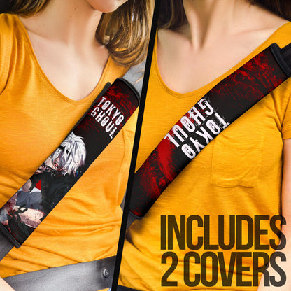 Tokyo Ghoul Anime Ken Kaneki Taking Off Mask Red And Black Seat Belt Covers