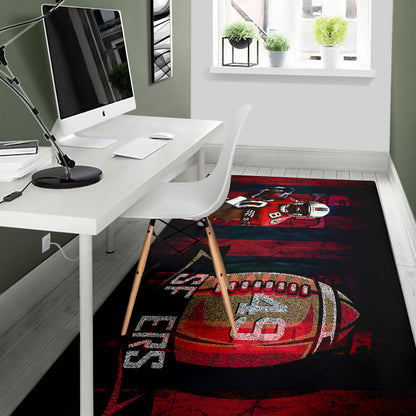 San Francisco American Football 49ers Football Player 80 Holding Ball Black And Red SF Ers Area Rug Home Decor