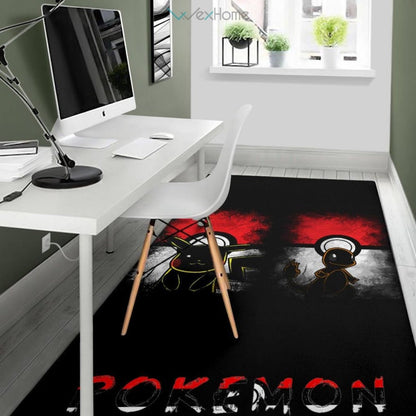 Pokemon Anime Charmander With Pikachu Silhouette Pokemon Ball Area Rug Home Decor