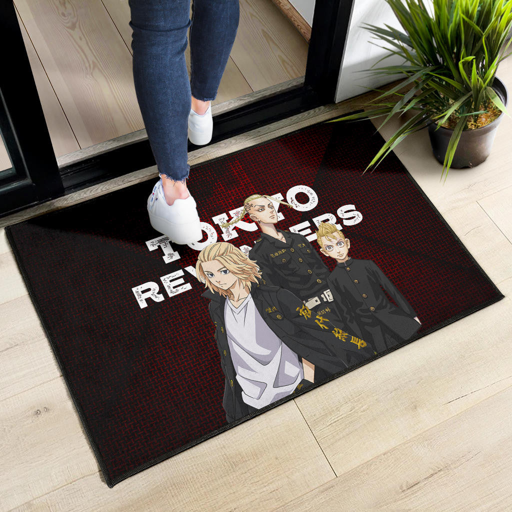 Tokyo Revengers Anime Mikey Brothers Uniform Red Steel Door Mat Home Decor
