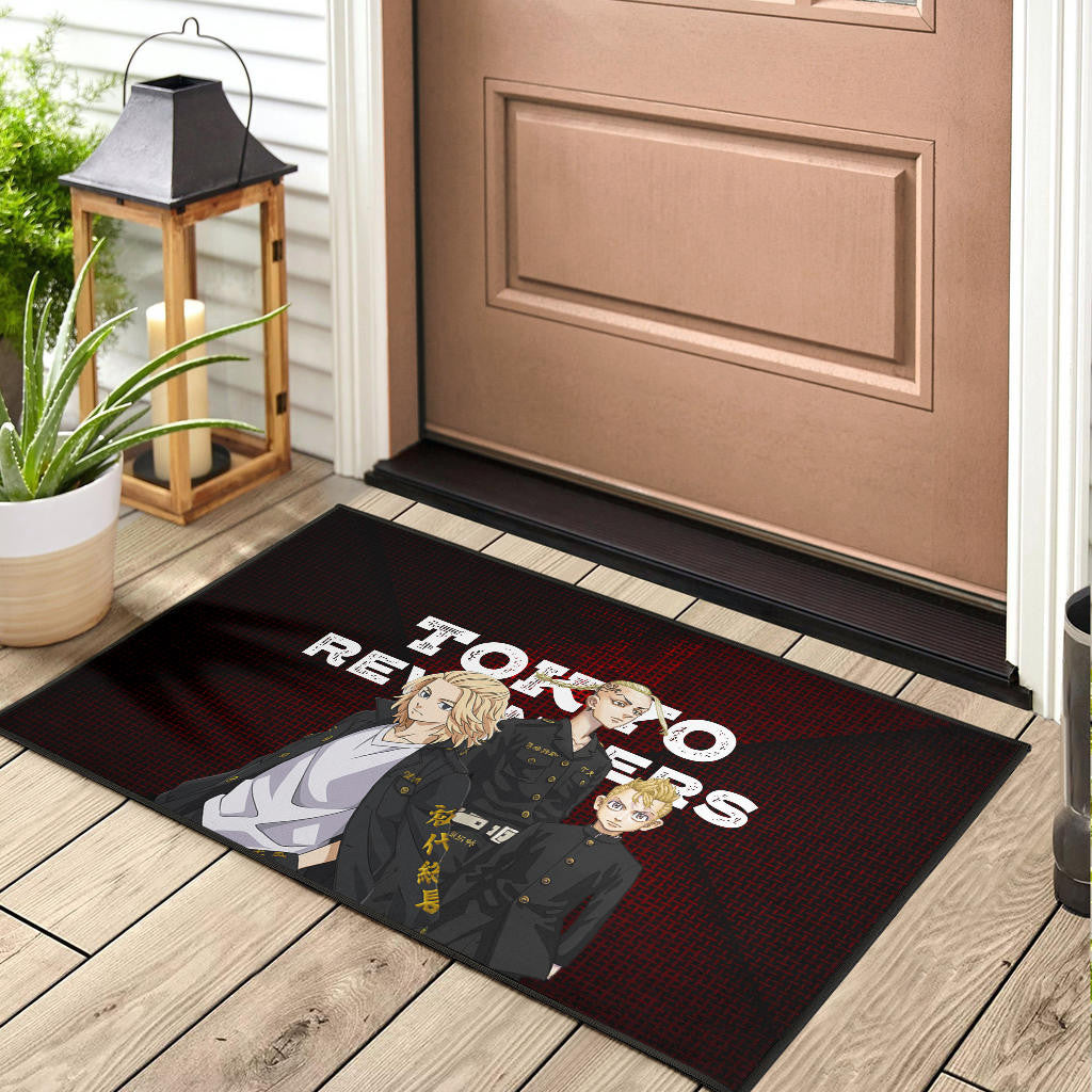 Tokyo Revengers Anime Mikey Brothers Uniform Red Steel Door Mat Home Decor