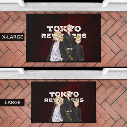 Tokyo Revengers Anime Mikey Brothers Uniform Red Steel Door Mat Home Decor