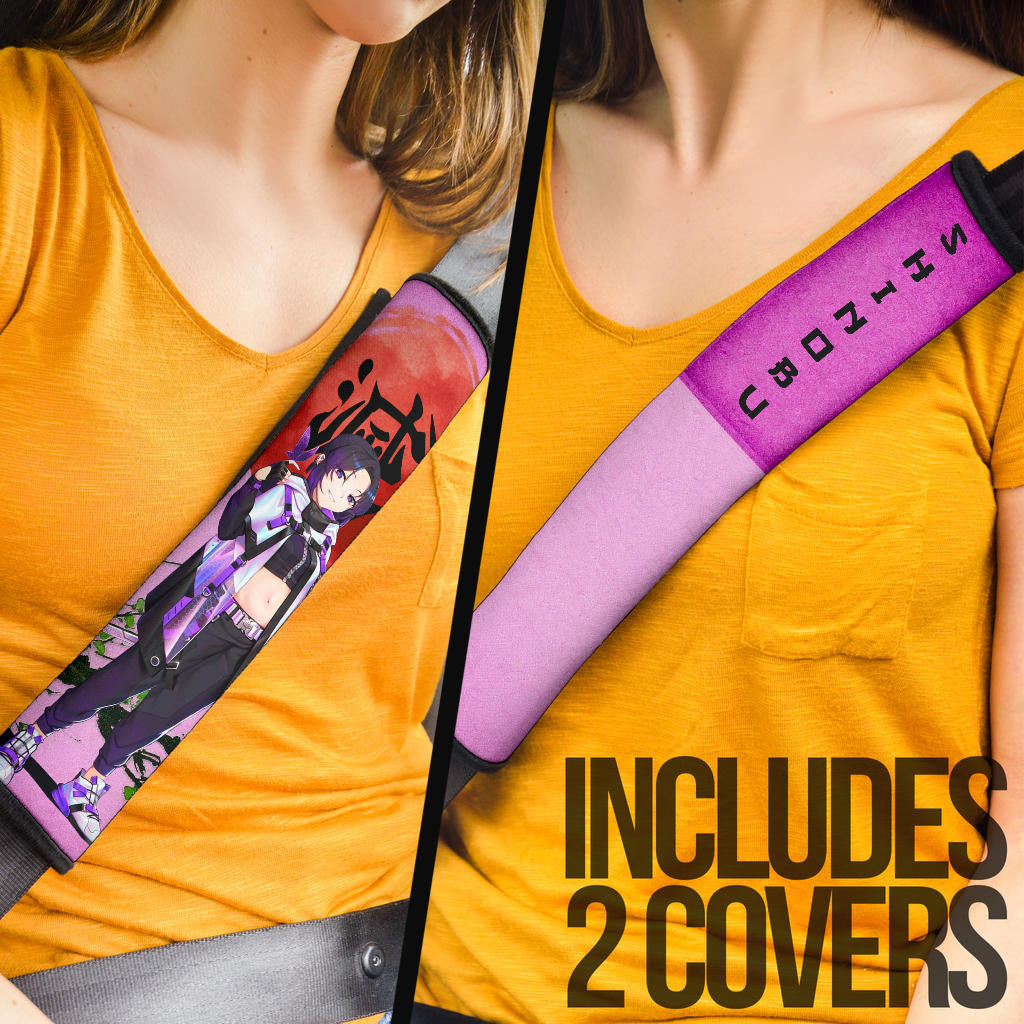 Demon Slayer Anime Shinobu Wearing Modern Clothes Purple Theme Seat Belt Covers