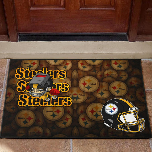 Pittsburgh Steelers American Football Angry Rusher Flying Steelers Helmet Door Mat Home Decor