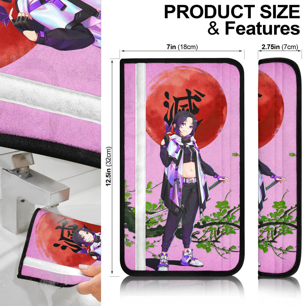 Demon Slayer Anime Shinobu Wearing Modern Clothes Purple Theme Seat Belt Covers