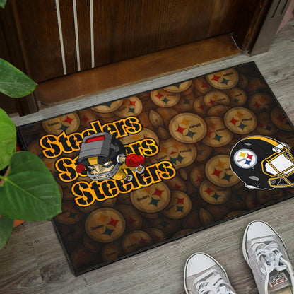 Pittsburgh Steelers American Football Angry Rusher Flying Steelers Helmet Door Mat Home Decor