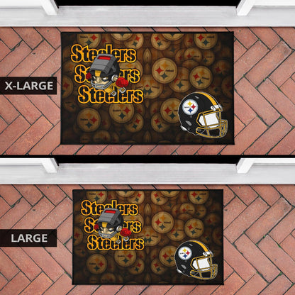 Pittsburgh Steelers American Football Angry Rusher Flying Steelers Helmet Door Mat Home Decor