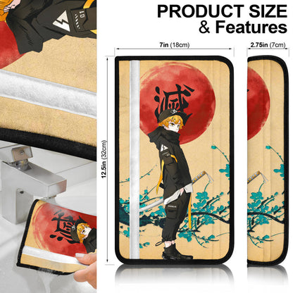 Demon Slayer Anime Zenitsu Wearing Modern Clothes Yellow Theme Seat Belt Covers