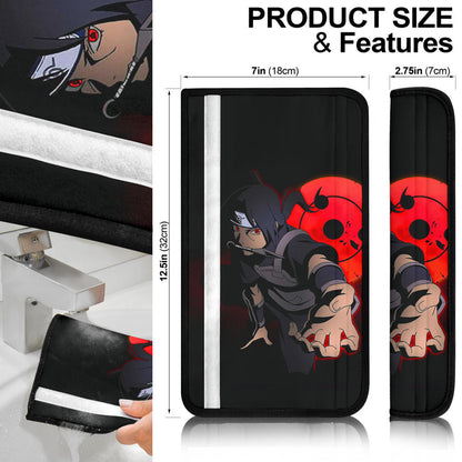 Naruto Anime Itachi Uchiha With Kunai Akatsuki Members Silhouette Seat Belt Covers