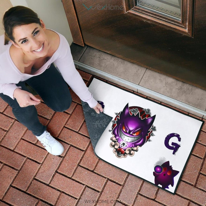 Pokemon Anime Evil Black Gengar Dark Power White Door Mat Home Decor