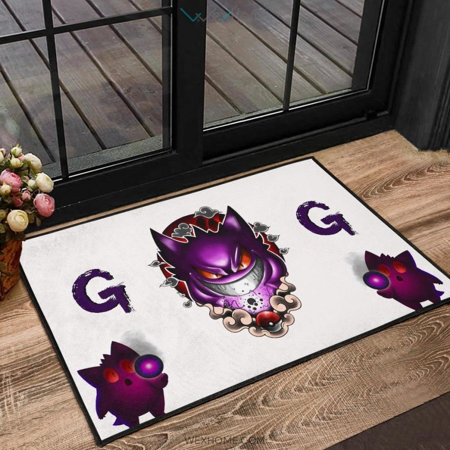 Pokemon Anime Evil Black Gengar Dark Power White Door Mat Home Decor