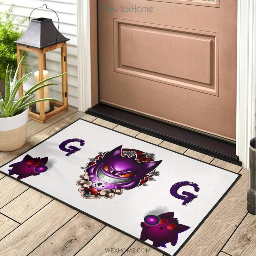 Pokemon Anime Evil Black Gengar Dark Power White Door Mat Home Decor