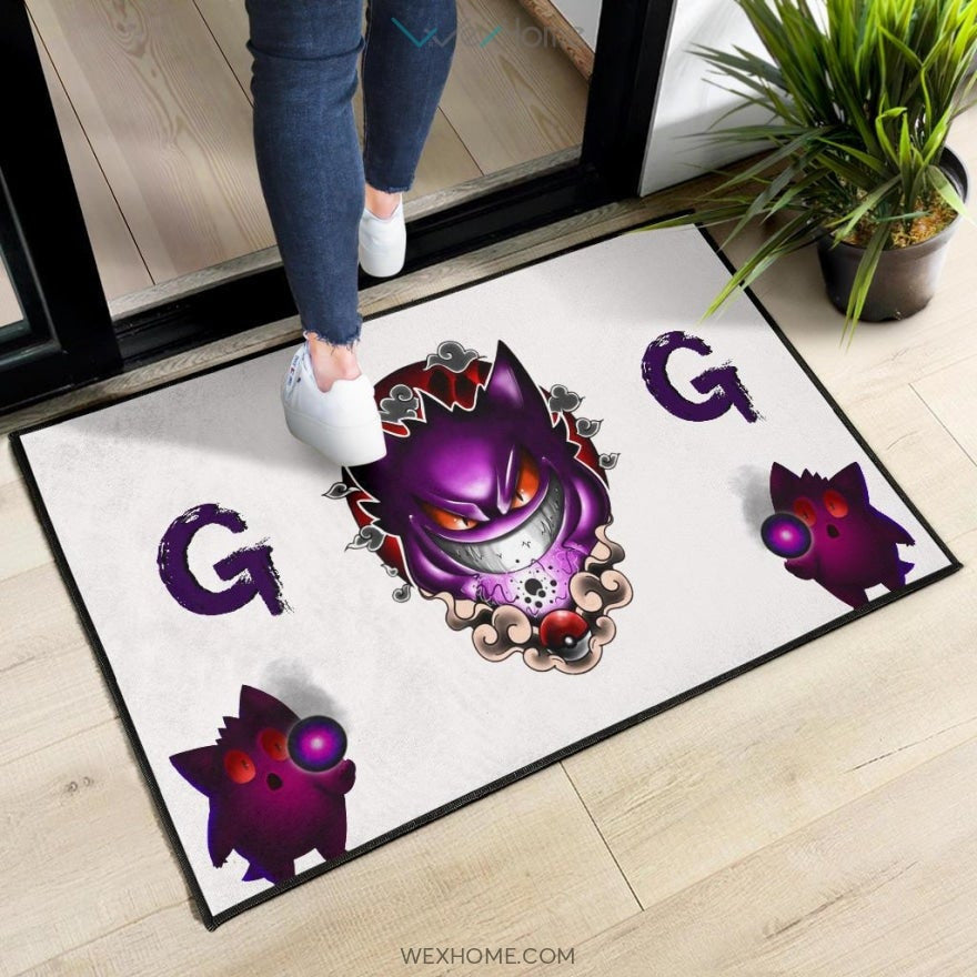 Pokemon Anime Evil Black Gengar Dark Power White Door Mat Home Decor