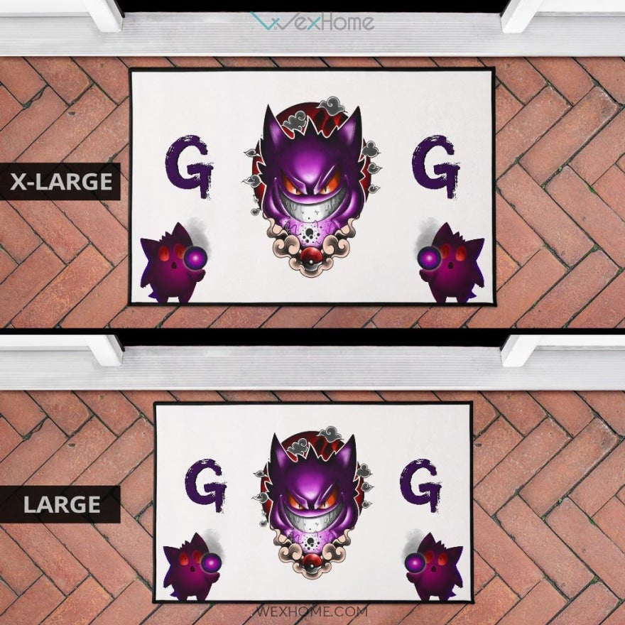 Pokemon Anime Evil Black Gengar Dark Power White Door Mat Home Decor