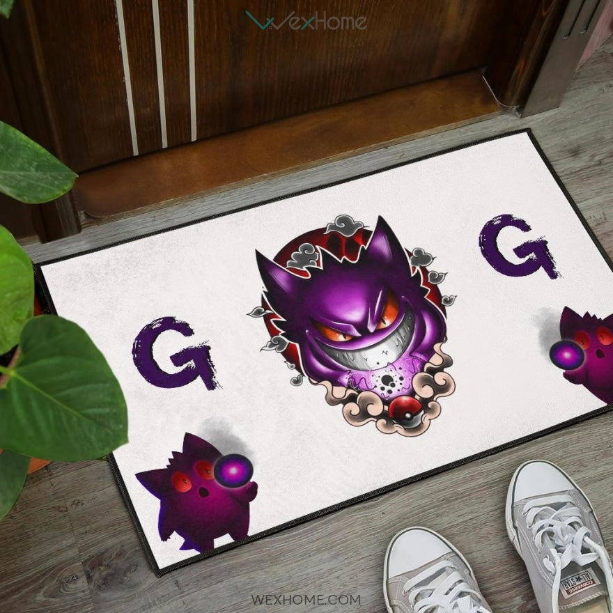 Pokemon Anime Evil Black Gengar Dark Power White Door Mat Home Decor