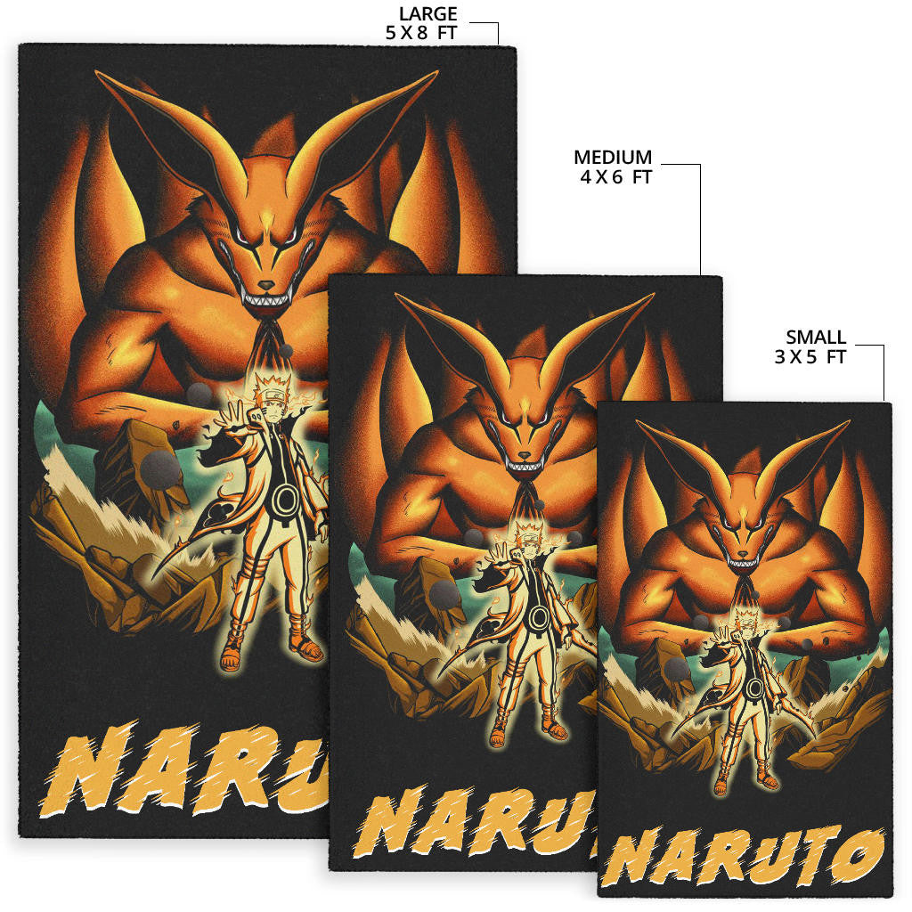 Naruto Anime Naruto Together With Kurama In Battle Area Rug Home Decor