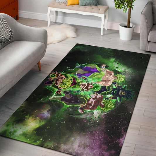 Dragon Ball Anime DB Super Saiyan Broly Moments Green Vapor Galaxy Area Rug Home Decor