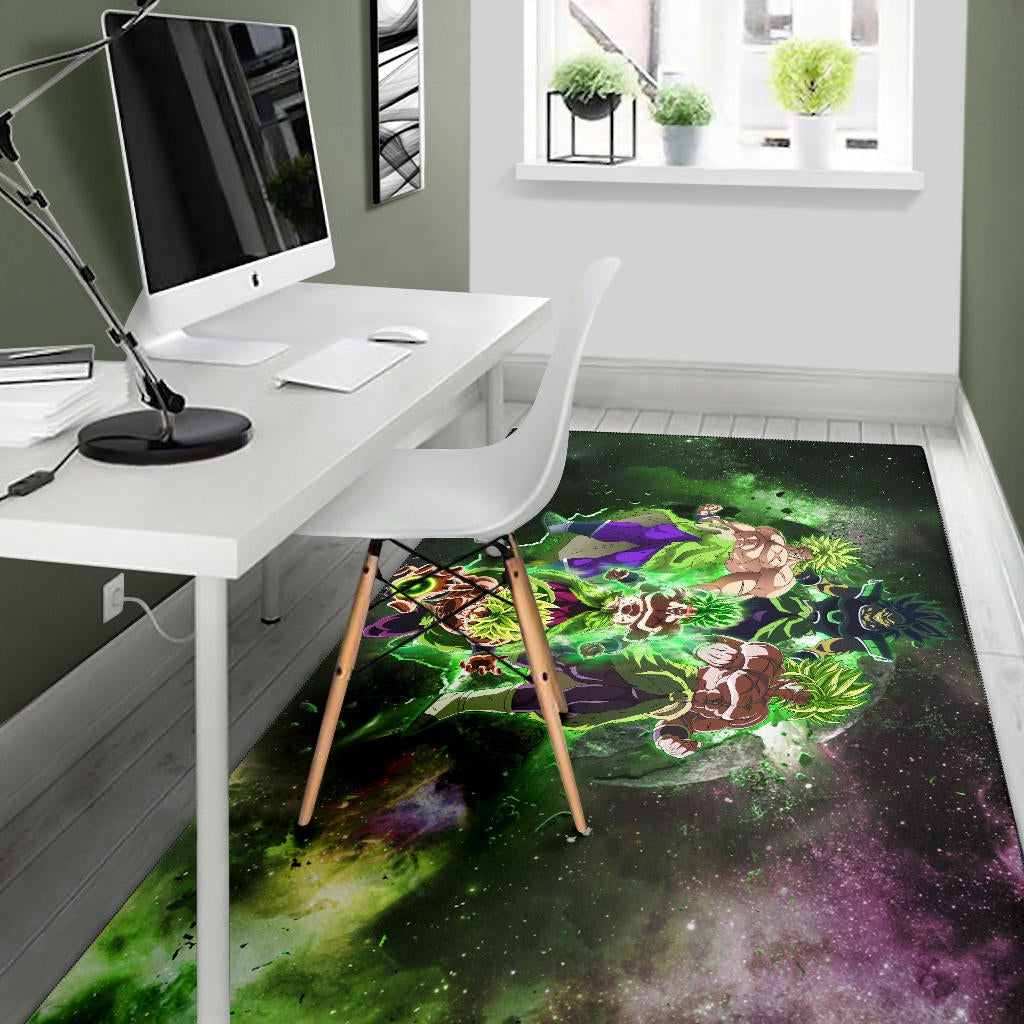 Dragon Ball Anime DB Super Saiyan Broly Moments Green Vapor Galaxy Area Rug Home Decor