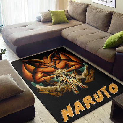 Naruto Anime Naruto Together With Kurama In Battle Area Rug Home Decor