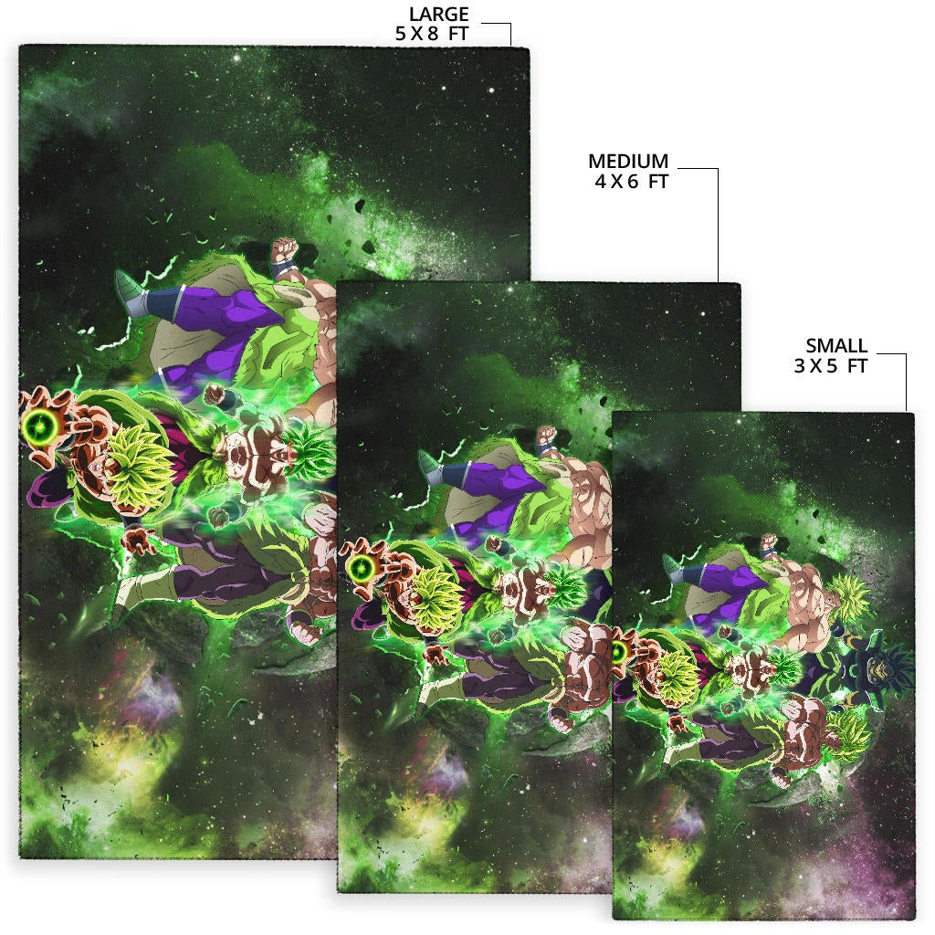 Dragon Ball Anime DB Super Saiyan Broly Moments Green Vapor Galaxy Area Rug Home Decor