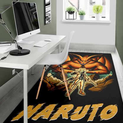 Naruto Anime Naruto Together With Kurama In Battle Area Rug Home Decor