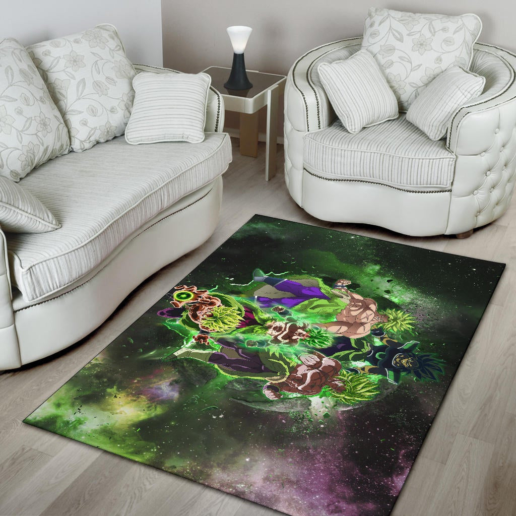 Dragon Ball Anime DB Super Saiyan Broly Moments Green Vapor Galaxy Area Rug Home Decor