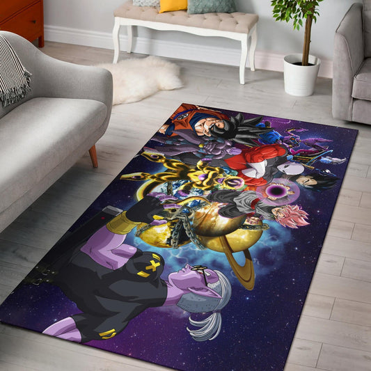 Dragon Ball Anime DB Goku Vs Villains Purple Galaxy Area Rug Home Decor