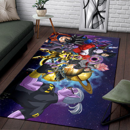 Dragon Ball Anime DB Goku Vs Villains Purple Galaxy Area Rug Home Decor