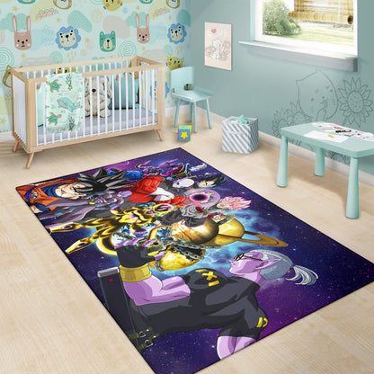 Dragon Ball Anime DB Goku Vs Villains Purple Galaxy Area Rug Home Decor