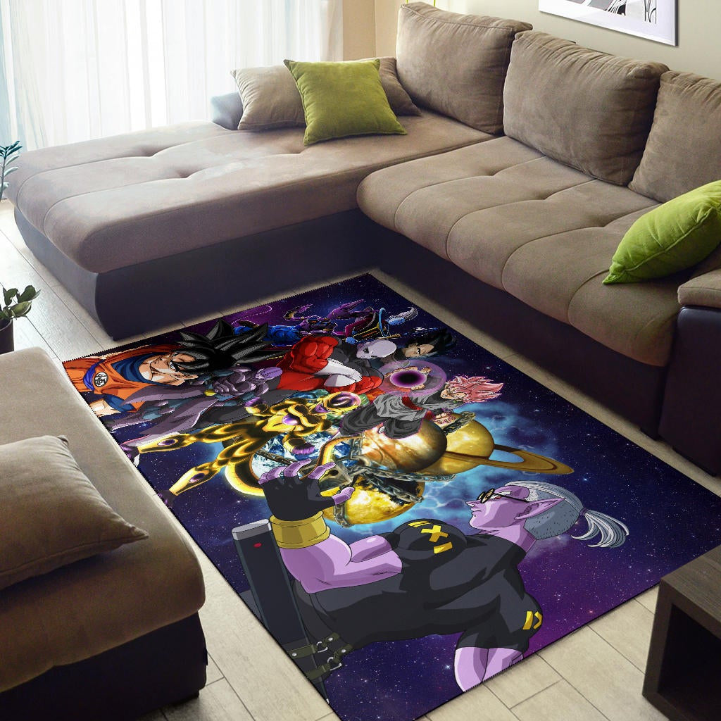 Dragon Ball Anime DB Goku Vs Villains Purple Galaxy Area Rug Home Decor