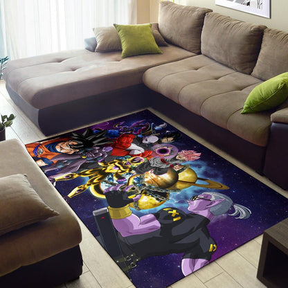 Dragon Ball Anime DB Goku Vs Villains Purple Galaxy Area Rug Home Decor