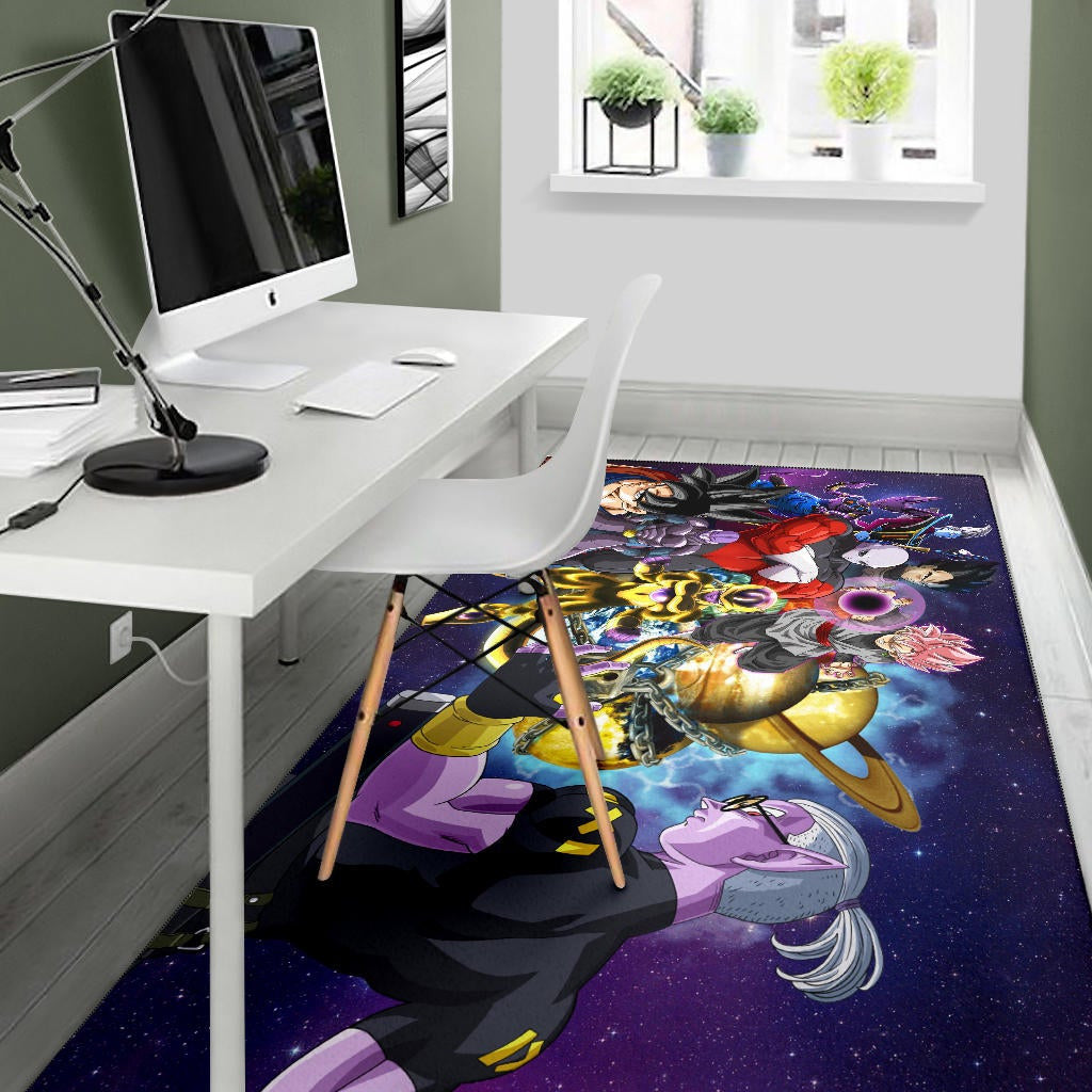 Dragon Ball Anime DB Goku Vs Villains Purple Galaxy Area Rug Home Decor