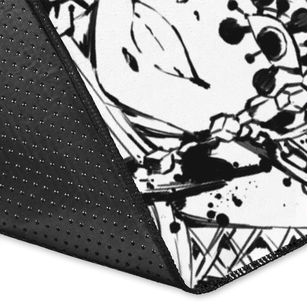 Demon Slayer Anime Tanjiro Protect Nezuko Vs Villains Black White Area Rug Home Decor