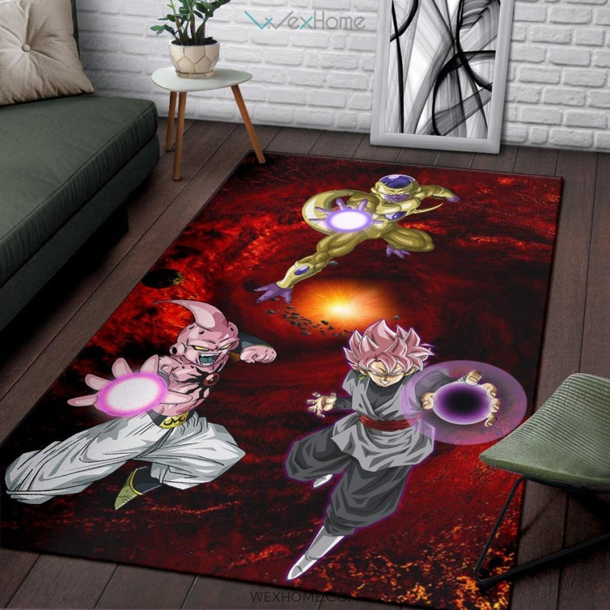Dragon Ball Anime DB Evil Universe Villains Black Goku Frieza Buu Area Rug Home Decor