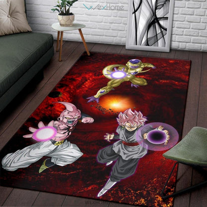 Dragon Ball Anime DB Evil Universe Villains Black Goku Frieza Buu Area Rug Home Decor