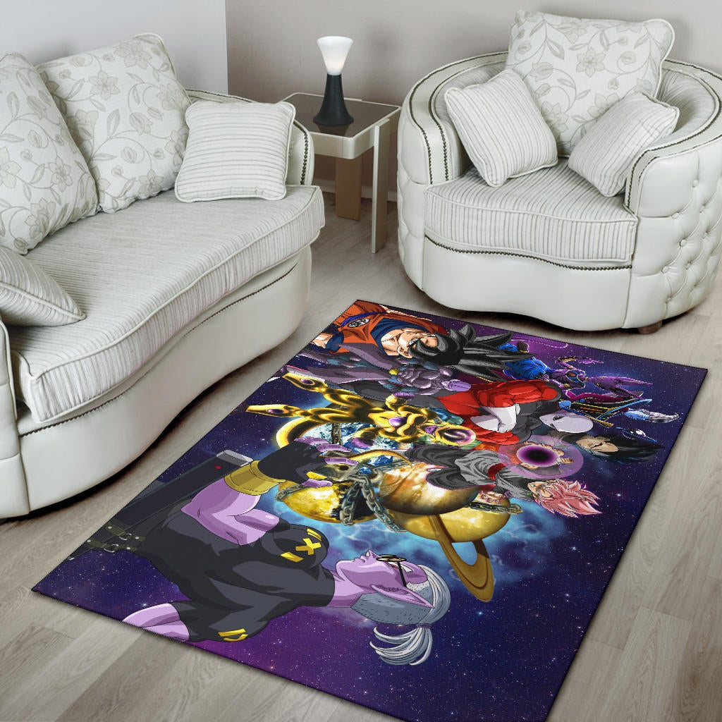 Dragon Ball Anime DB Goku Vs Villains Purple Galaxy Area Rug Home Decor