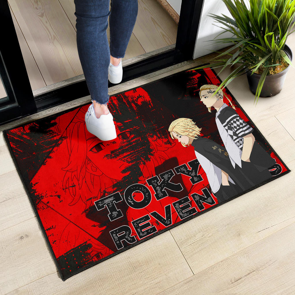 Tokyo Revengers Anime Mikey And Draken Walking Red And Black Door Mat Home Decor